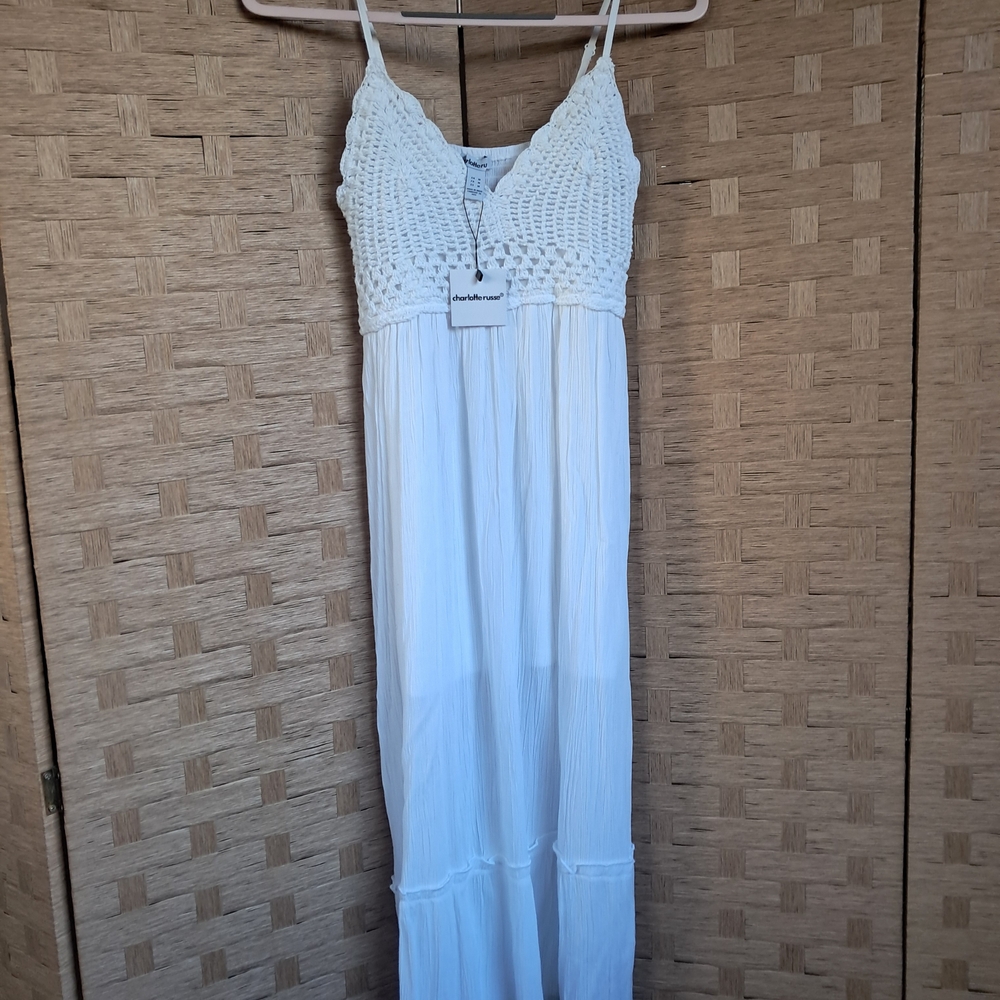 Charolette Russo White Crochet Maxi Dress